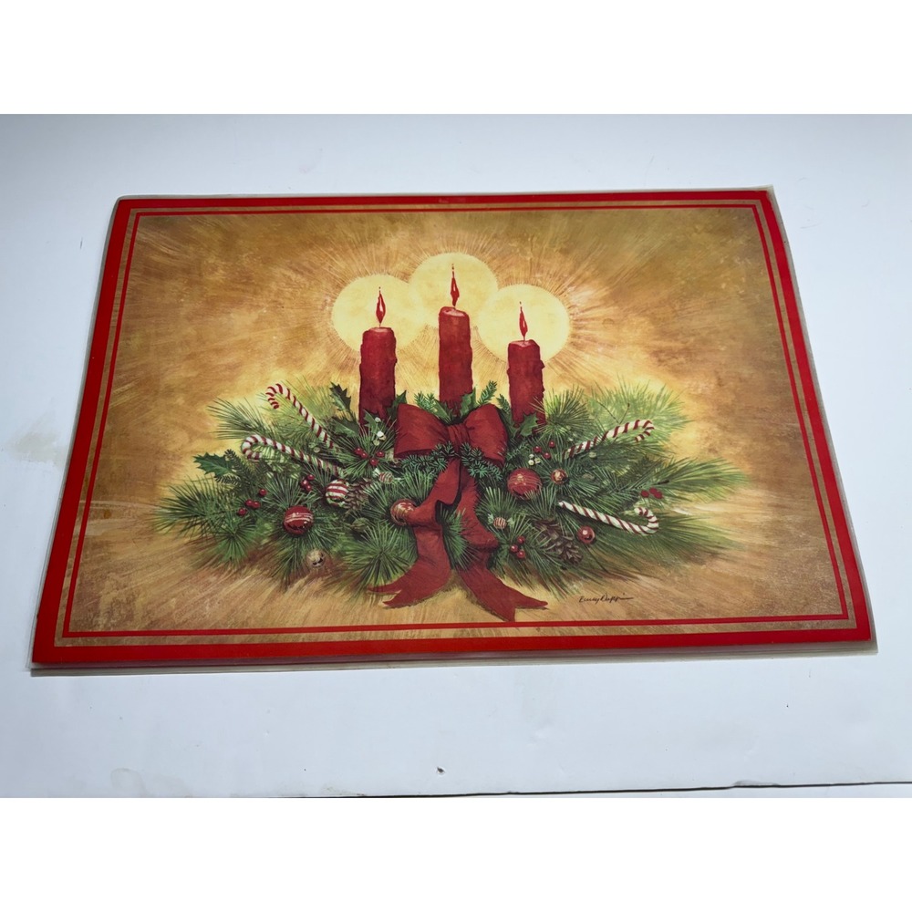 Vintage 1985 Linnea Asplind Riley ChristmasPlacemats Set of 6 Reversible Plastic